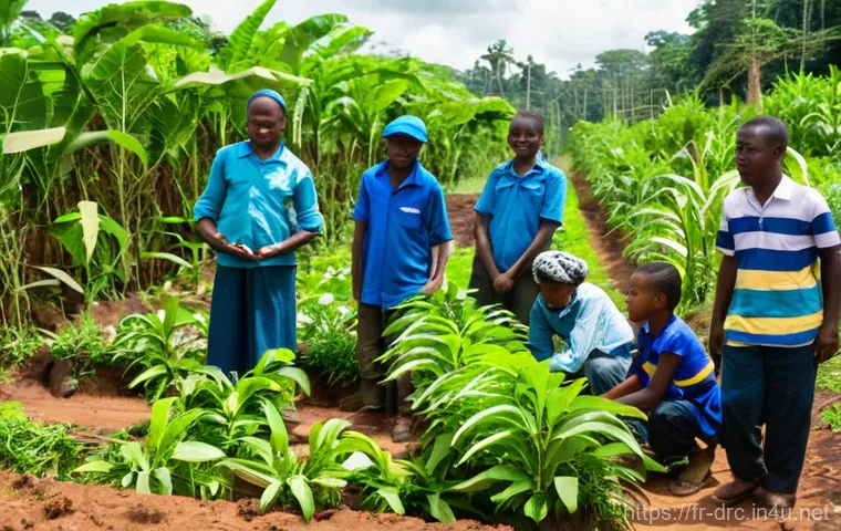 콩고의 삼림 벌채와 복원 노력 - **Community and the Edge of Change in the Congo Basin:** A poignant image depicting the complex rela...