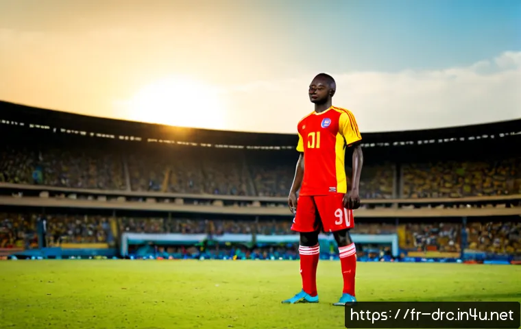 콩고의 스포츠 스타  축구 선수 - Photorealistic editorial sports portrait of a confident Congolese male football player in a plain re...